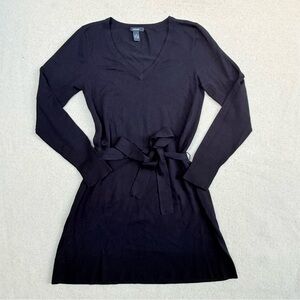 Alfani Classic Black Knit Sweater Long Sleeve Dress Rayon Blend M